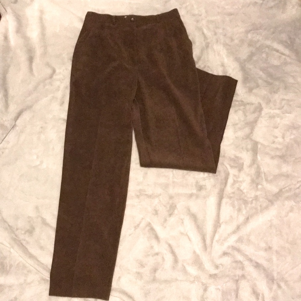 Talbots Brown Suede Feel Pants Soft Microfiber